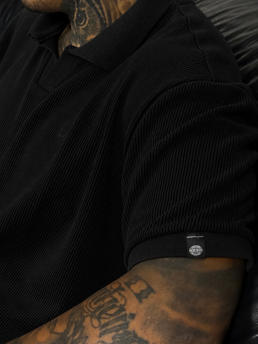 CAMISA POLO CANELADA PRETA