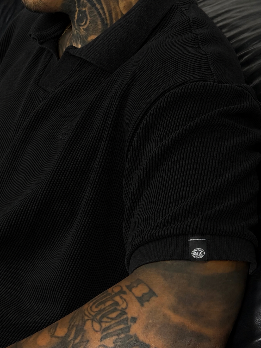 CAMISA POLO CANELADA PRETA