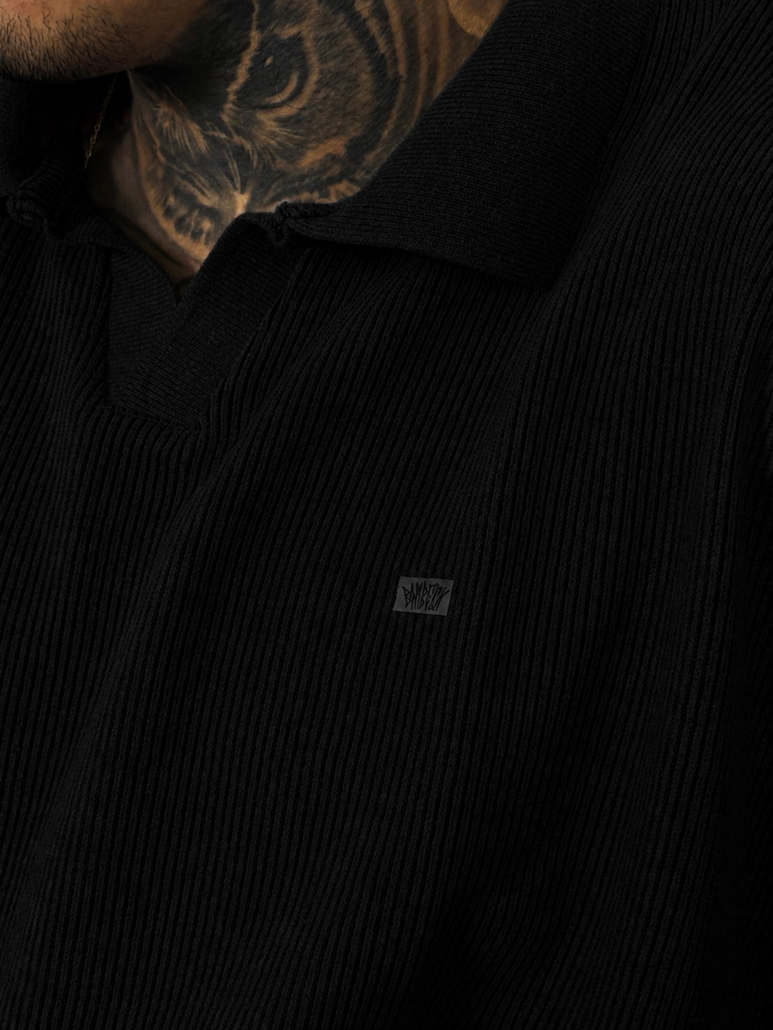 CAMISA POLO CANELADA PRETA