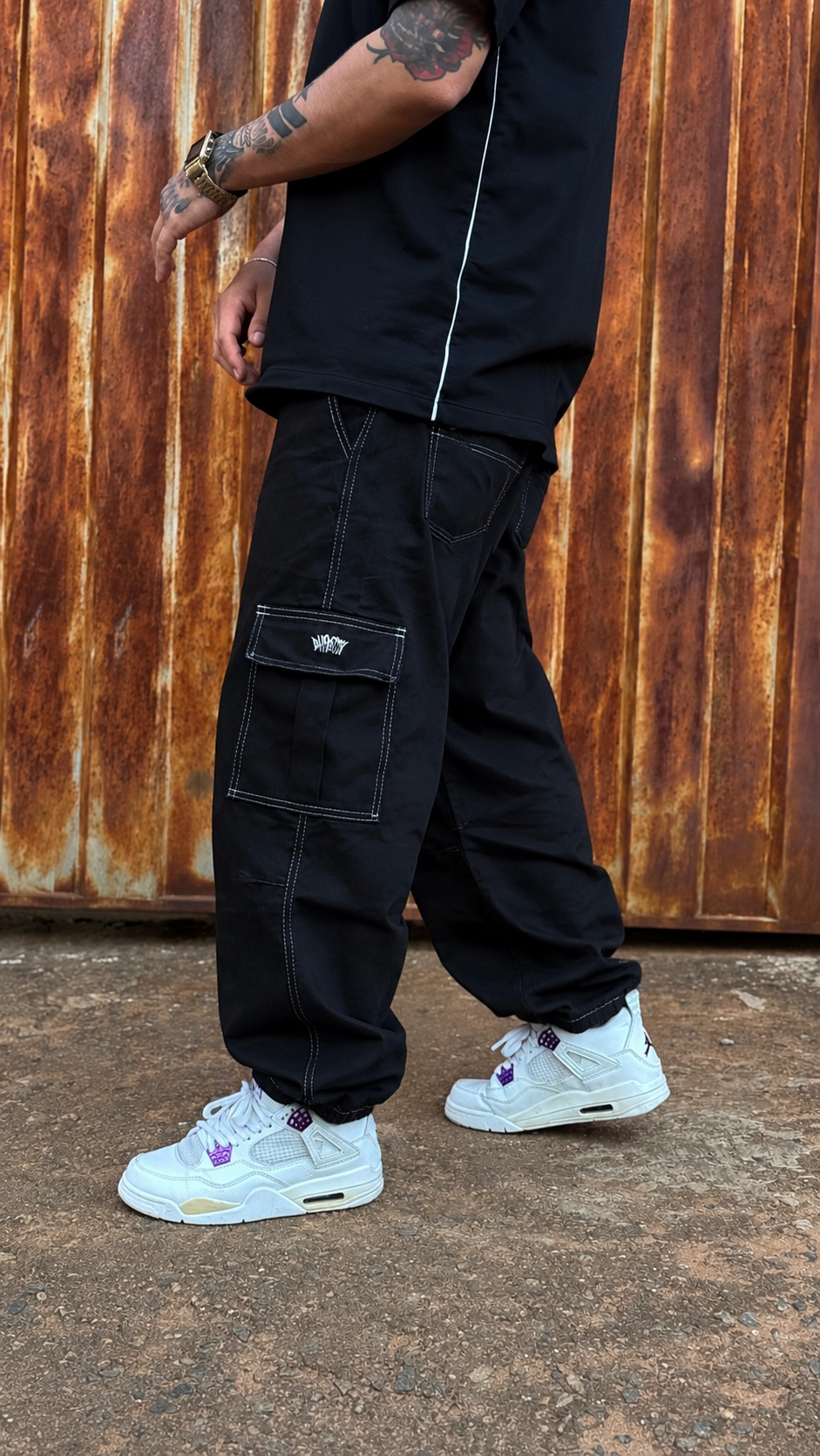 CALÇA CARGO PRETA DE SARJA 02