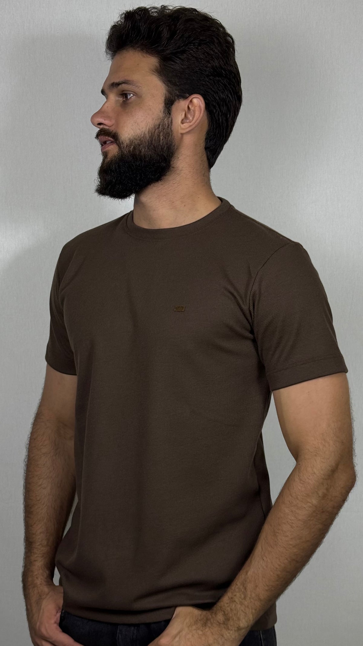 Camisa corte americano canelada marrom 03