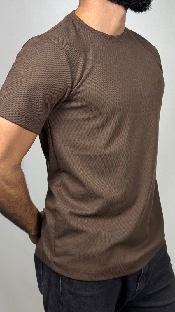 Camisa corte americano canelada marrom 03