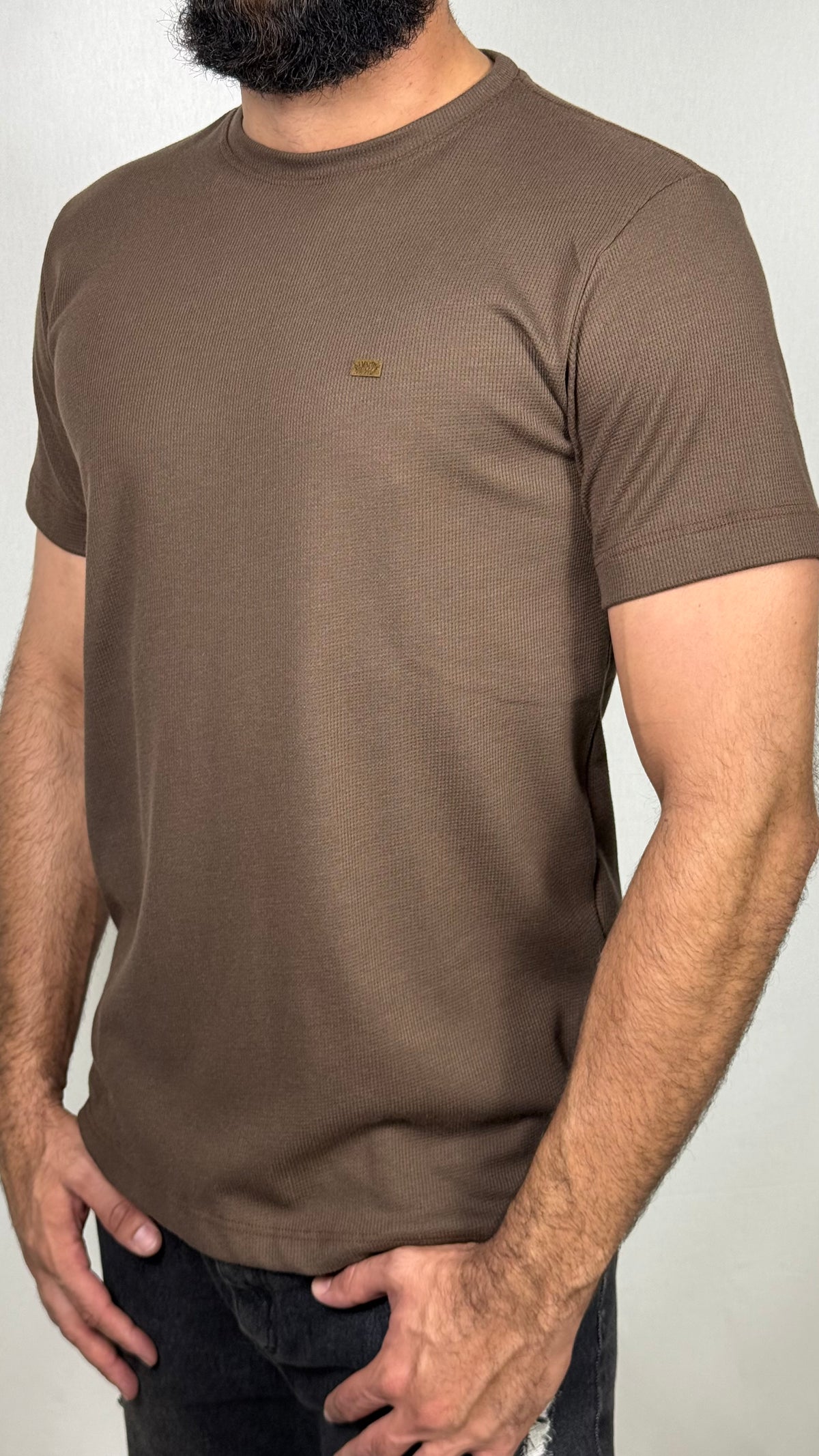Camisa corte americano canelada marrom 03
