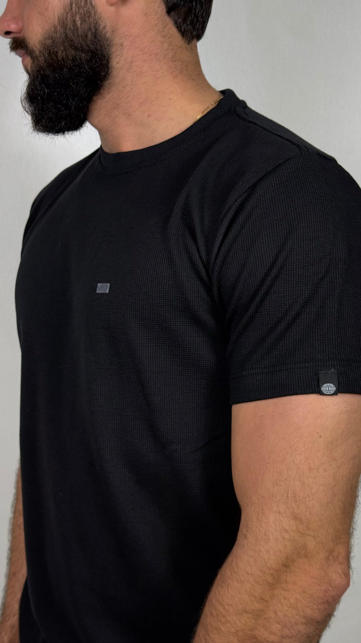 Camisa corte americano canelada preta 02