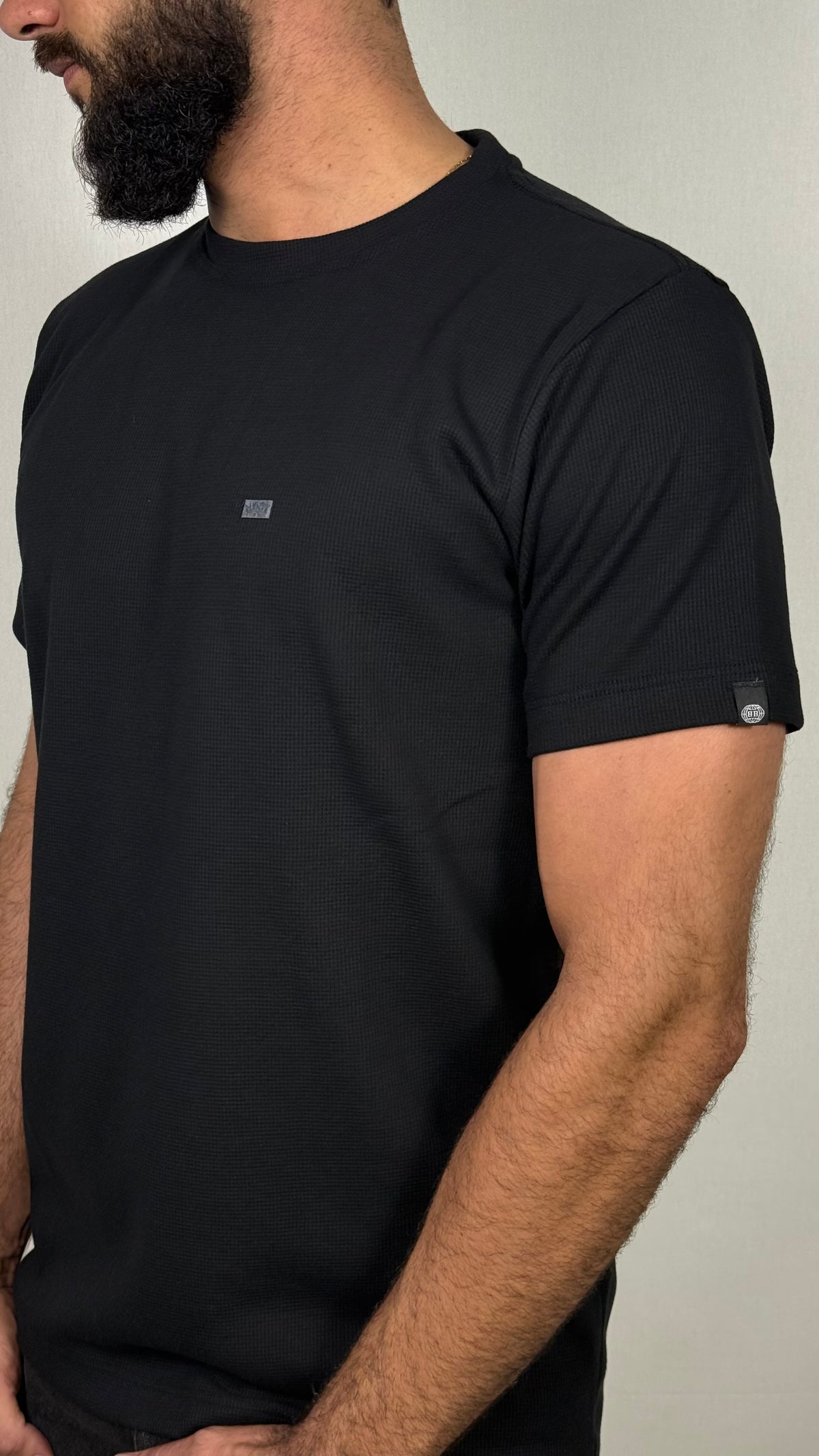 Camisa corte americano canelada preta 02