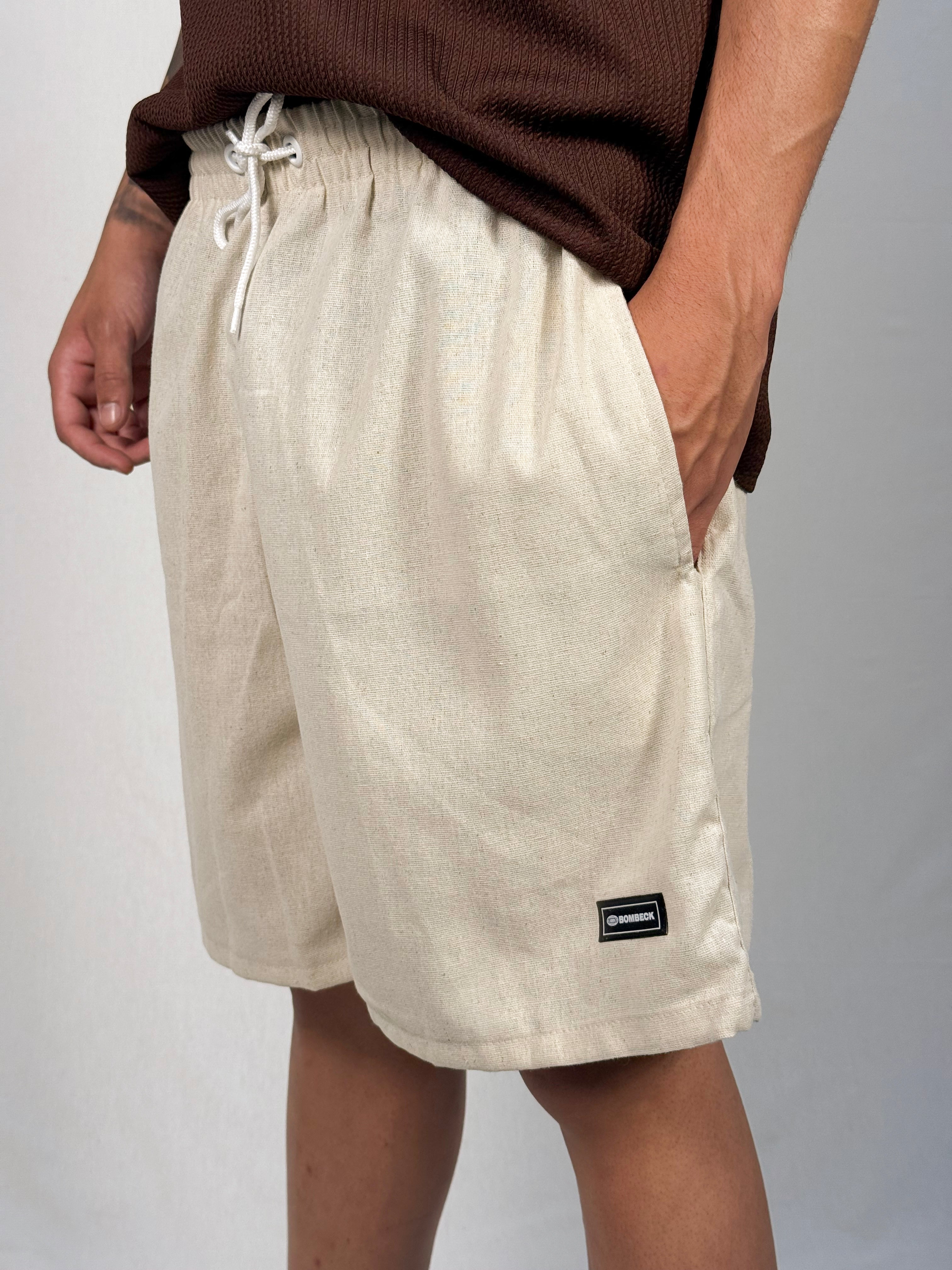 SHORT PRAIA DE SARJA BEGE