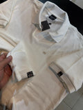 Camisa polo canelada off white