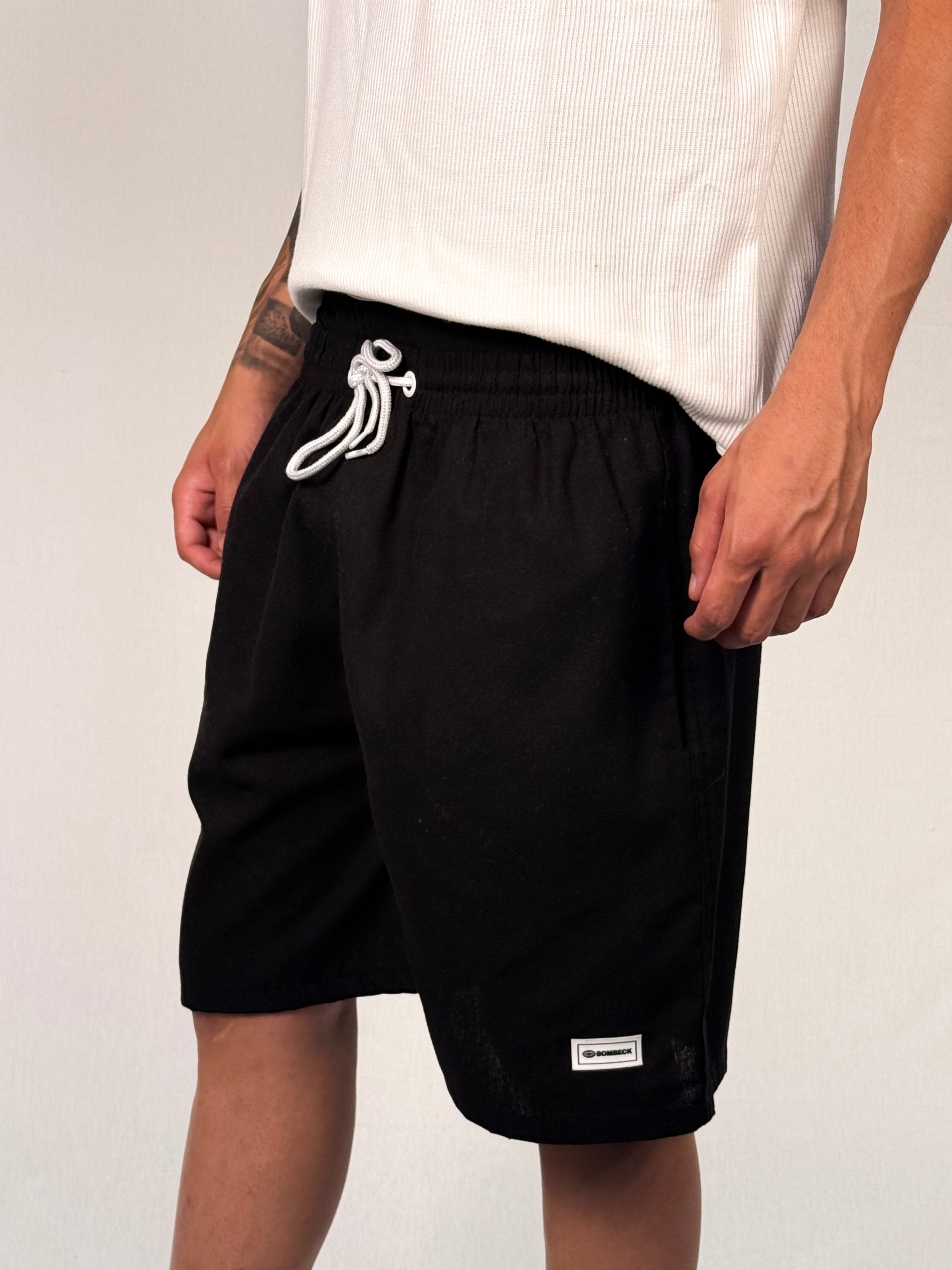 SHORT PRAIA DE SARJA PRETO