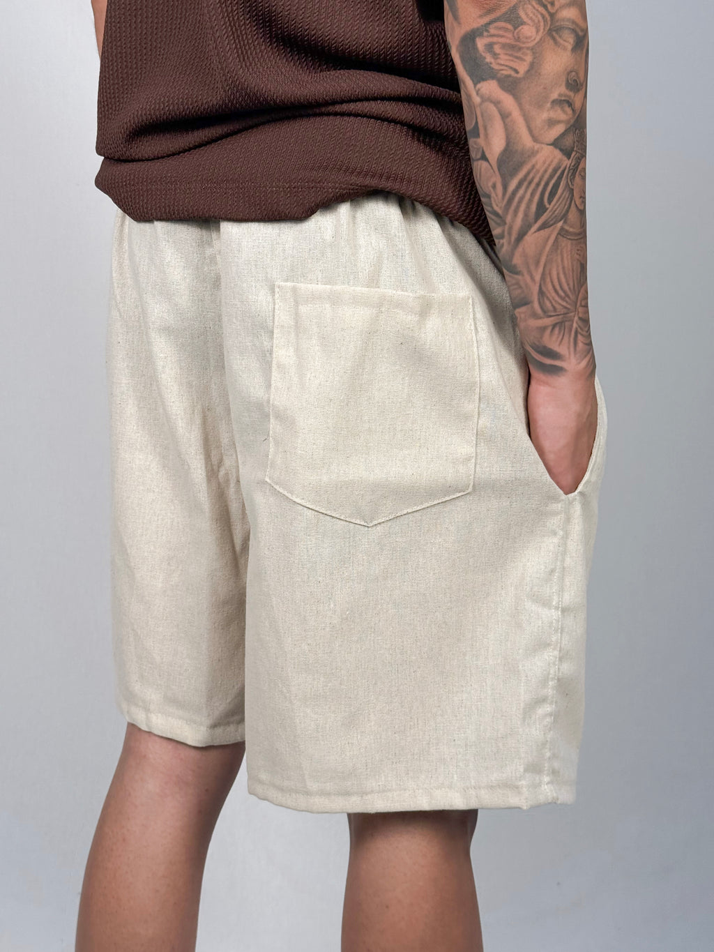 SHORT PRAIA DE SARJA BEGE